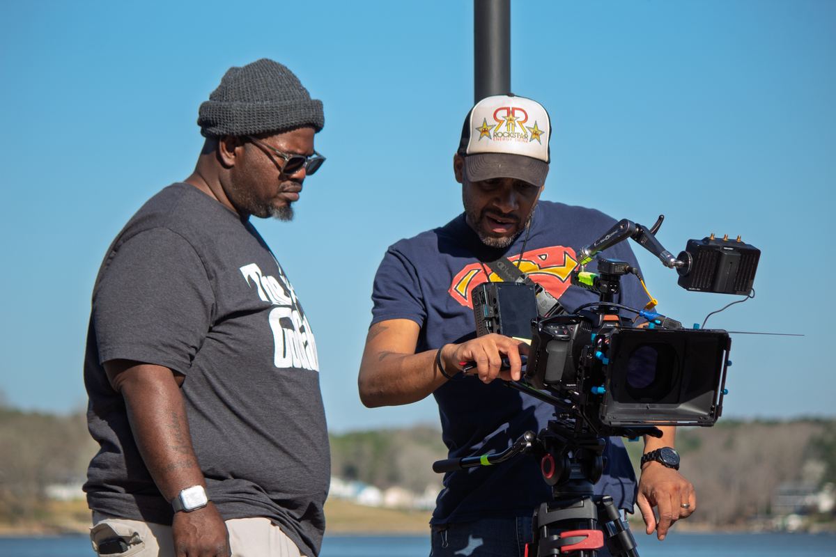 Directing the shot at the water